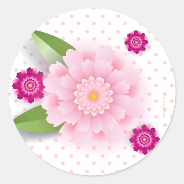 Happy Mother's Day! Pink Flower Decoration Classic Round Sticker (Front)