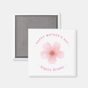 Happy Mother's day pink flower white Magnet