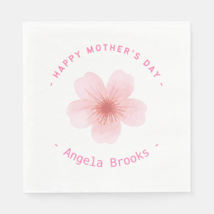 Happy Mother's day pink flower white Napkin