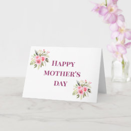 Happy Mother's Day Pink Flowers Greeting Card
