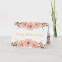 Happy Mother's Day Pink Flowers Photo Gold