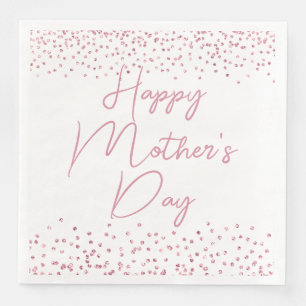 Happy Mother's Day Pink Glitter Confetti Napkin