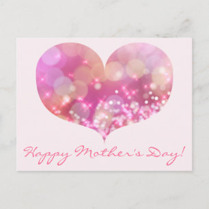 Happy Mother's Day   Pink Glitter Heart Postcard