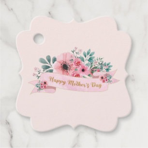 Happy Mother's Day   Pink & Green Floral Favour Tags