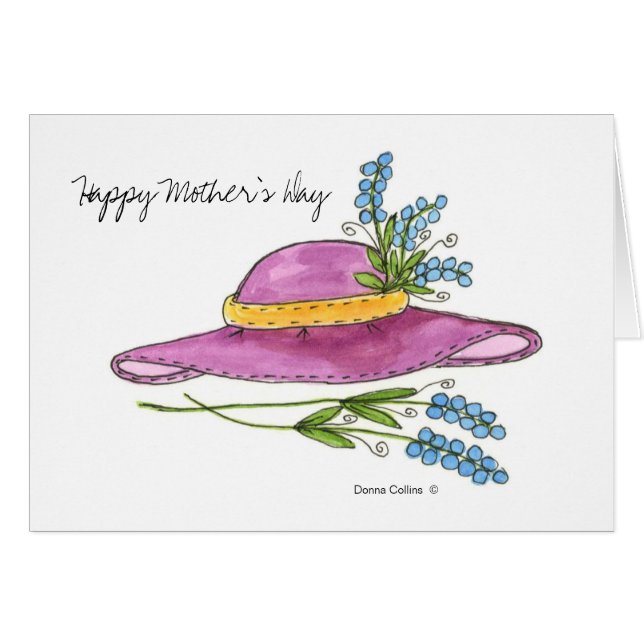 Happy Mother's Day Pink Hat greeting card (Front Horizontal)