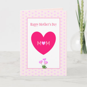 Happy Mother's Day & Pink Hearts Card