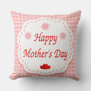 "HAPPY MOTHER'S DAY " PINK HEARTS CUSHION