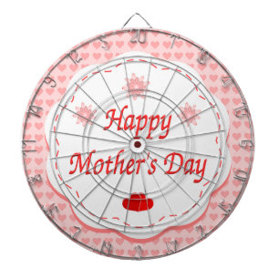 "HAPPY MOTHER'S DAY " PINK HEARTS DARTBOARD