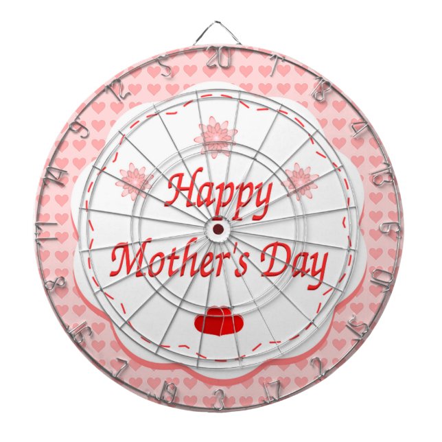 "HAPPY MOTHER'S DAY " PINK HEARTS DARTBOARD (Front)