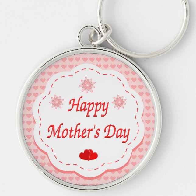 "HAPPY MOTHER'S DAY " PINK HEARTS KEY RING (Front)