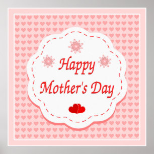 "HAPPY MOTHER'S DAY " PINK HEARTS POSTER