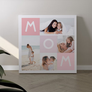 Happy Mothers Day Pink Mum Modern Multi Photo Grid Canvas Print