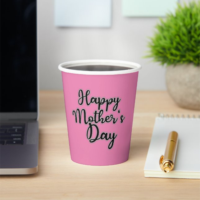Happy Mothers Day Pink Paper Cups (Insitu)
