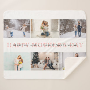 Happy Mother's Day Pink Photo Collage Sherpa Blanket