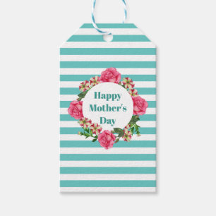 Happy Mothers Day Pink Rose Red White Petunia Gift Tags