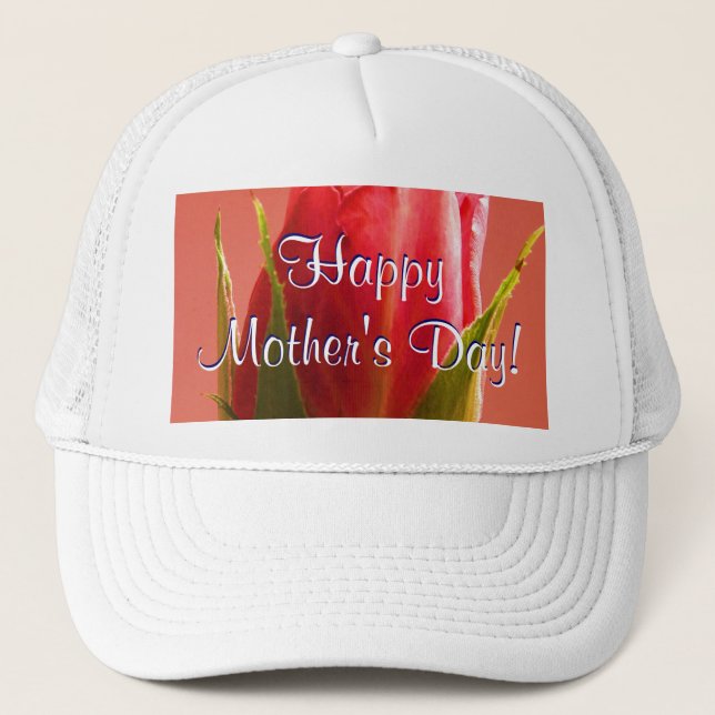 Happy Mother's Day Pink Rose Trucker Hat (Front)