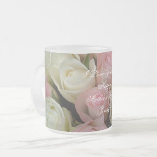 Happy Mother's Day Pink Roses Floral Photography Frosted Glass Coffee Mug