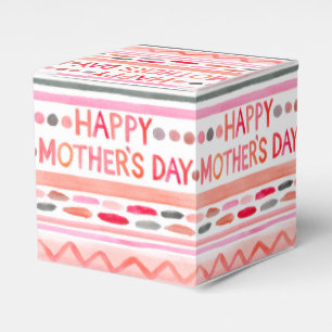 Happy Mother's Day Pink Watercolor Stripes Favour Box