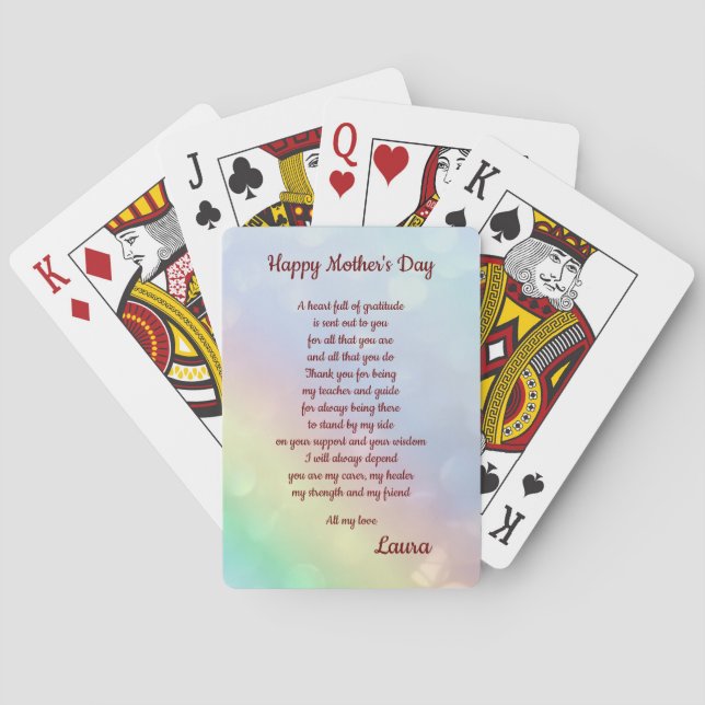 Happy Mothers Day Poem personalised Playing Cards (Back)