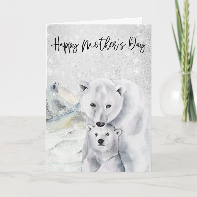 Happy Mother's Day Polar Bear Mama  Card (Front)