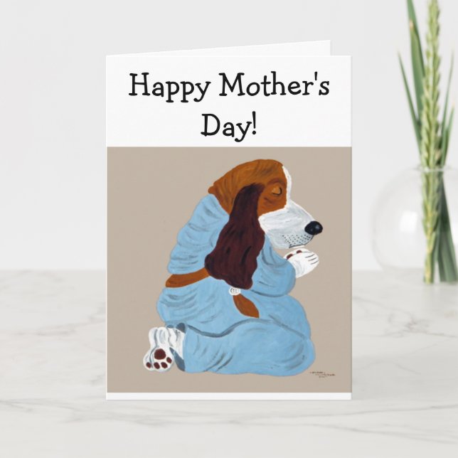 Happy Mother's Day! Praying Basset Hound Card (Front)