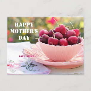 Happy Mother's Day pretty Cherries Fruits Mum  Postcard