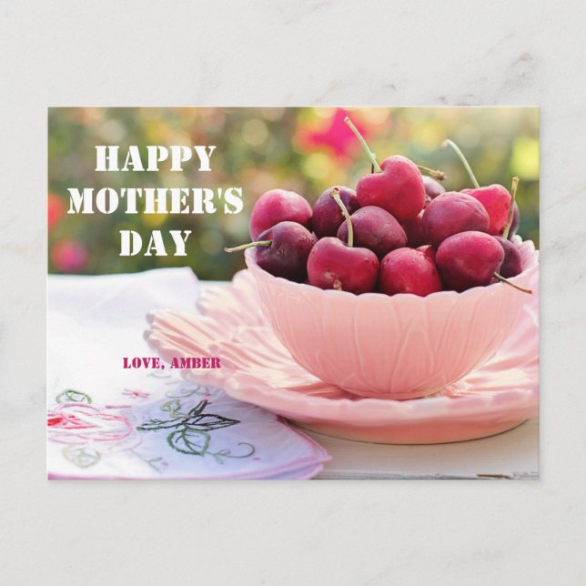 Happy Mother's Day pretty Cherries Fruits Mum  Postcard (Front)