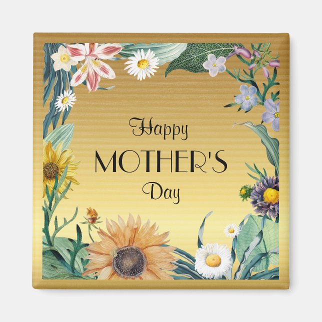 Happy Mother's Day, pretty floral design Magnet (Front)
