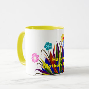 Happy Mother's Day Pretty Flowers Feathers Mug