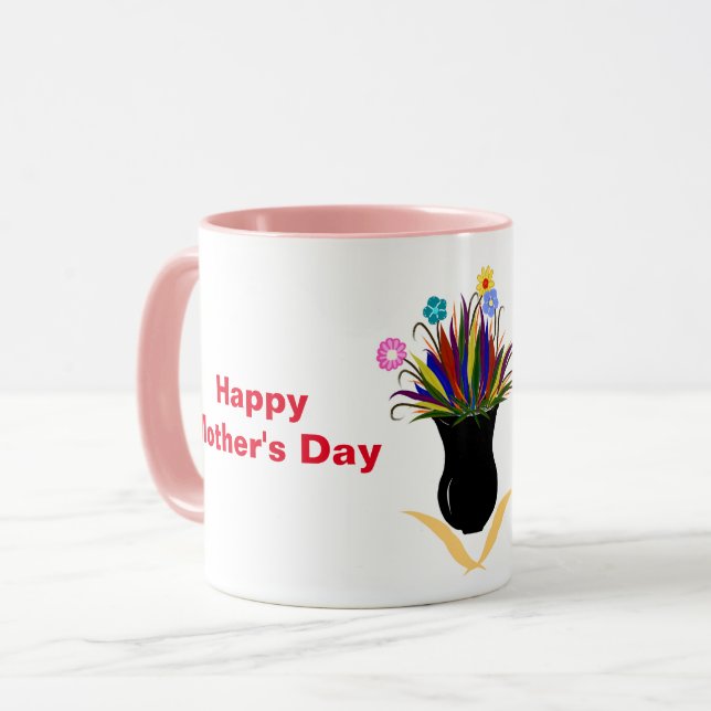 Happy Mother's Day Pretty Flowers Name Mug (Front Left)