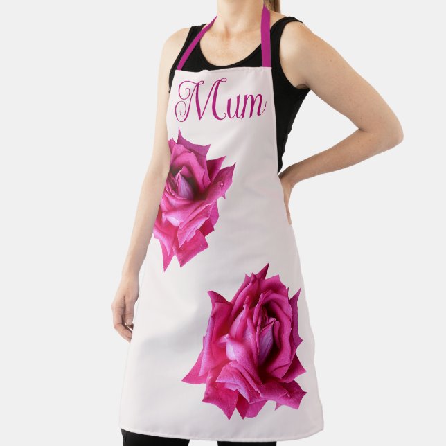Happy Mother's Day pretty hot pink rose floral fun Apron (Insitu)