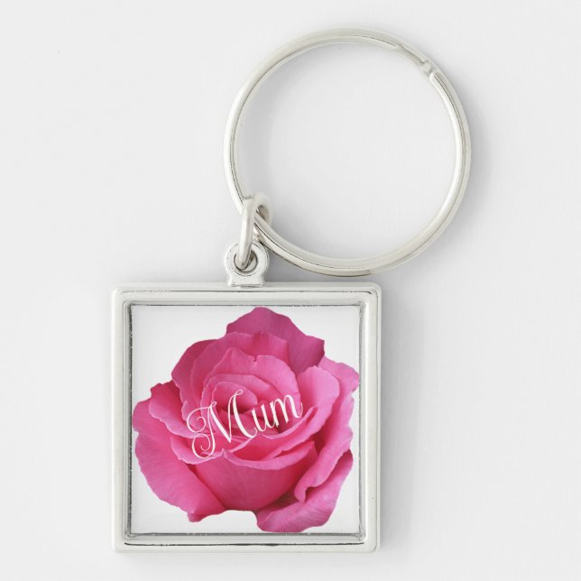 Happy mother's day pretty pink rose floral stylish key ring (Front)