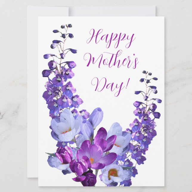 Happy Mother's Day pretty purple floral beautiful Holiday Card (Front)