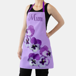 Happy Mother's Day pretty purple pansies floral Apron