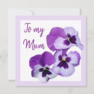 Happy Mother's Day pretty purple pansy floral Card