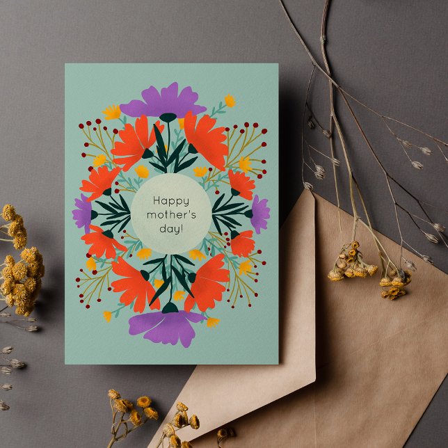 Happy mother's day purple and orange floral card (Creator Uploaded)