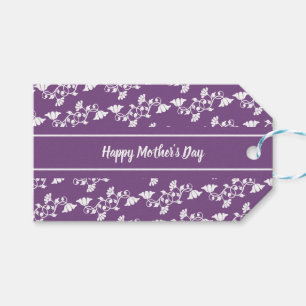 Happy Mother's Day Purple and White Flowers Gift Tags