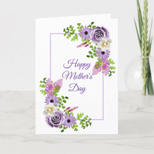 Happy Mother's Day Purple Floral Holiday Card