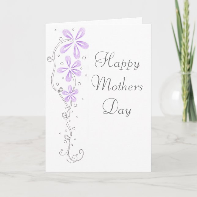Happy Mothers Day Purple Flowers Card (Front)