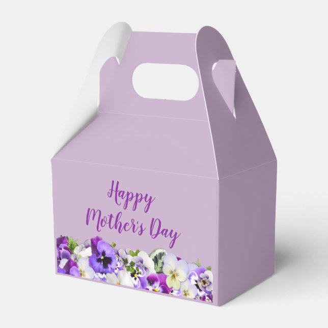 Happy Mother's Day Purple Flowers Floral Favour Box (Back Side)