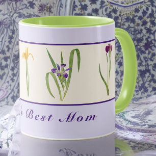 Happy Mother's Day Purple Irises World's Best Mum Mug
