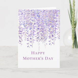 happy mother's day purple wisteria flowers card