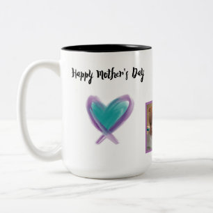 Happy Mother's Day Quote Teal Purple Photograph Two-Tone Coffee Mug