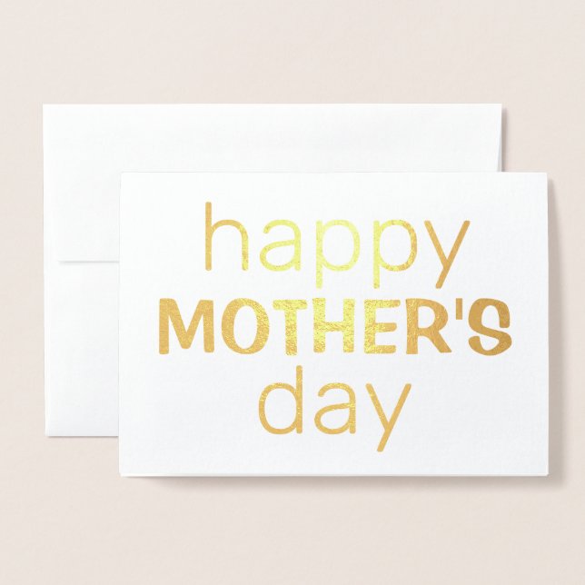 Happy Mother's Day | Real Gold Foil | Custom Text Foil Card (Front With Envelope)
