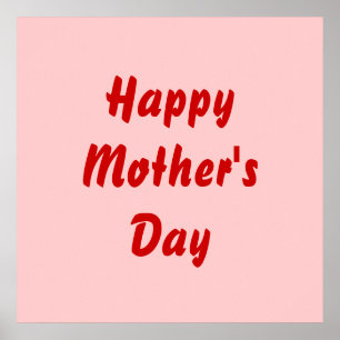 Happy Mothers Day. Red and Pink. Custom Poster