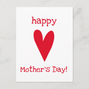 Happy Mother's Day! Red Heart Postcard