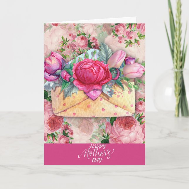Happy Mother's Day Red Pink Purple Floral Flowers Card (Front)