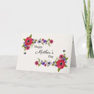 Happy Mothers Day Red Poppy Flowers Card