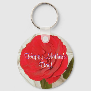 Happy Mother's Day Red Rose Key Ring