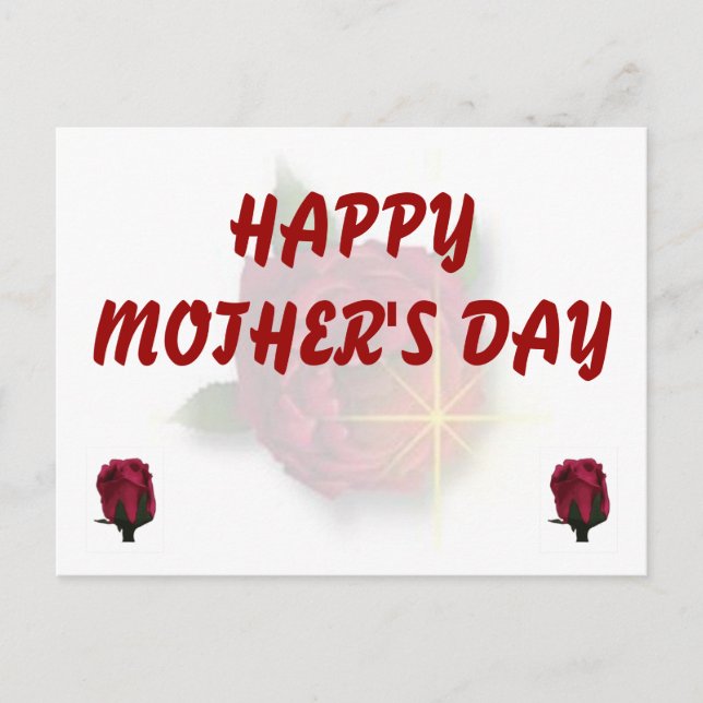 Happy Mother's Day Red Rose Postcard (Front)